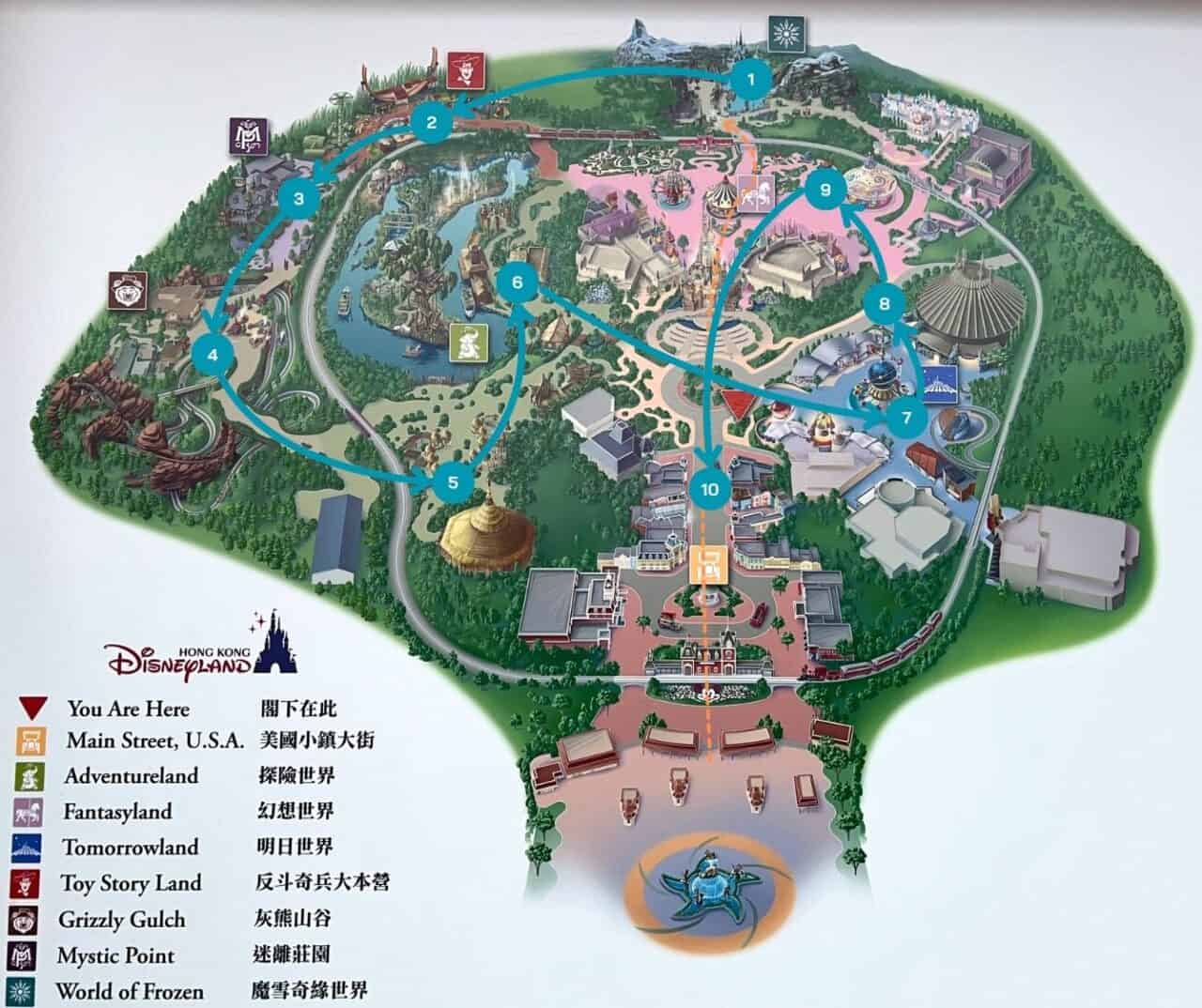 Hong Kong Disneyland Map With Route