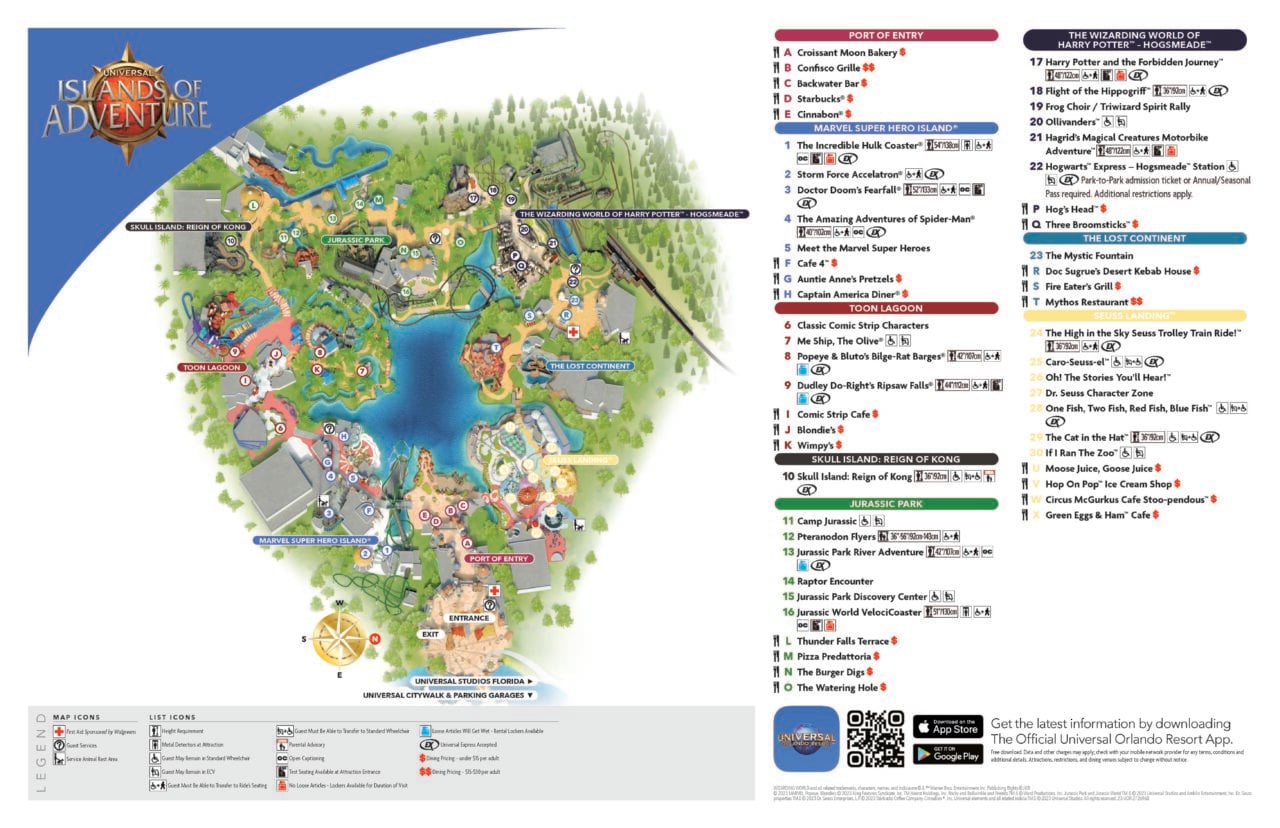 Islands Of Adventure Park Map English | 2026 奧蘭多環球影城 Park-To-Park 行程攻略 Islands Of Adventure Park Map English
