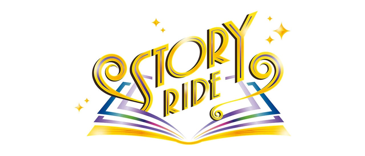 故事乘車遊的標誌，打開的書上寫著 Story Ride